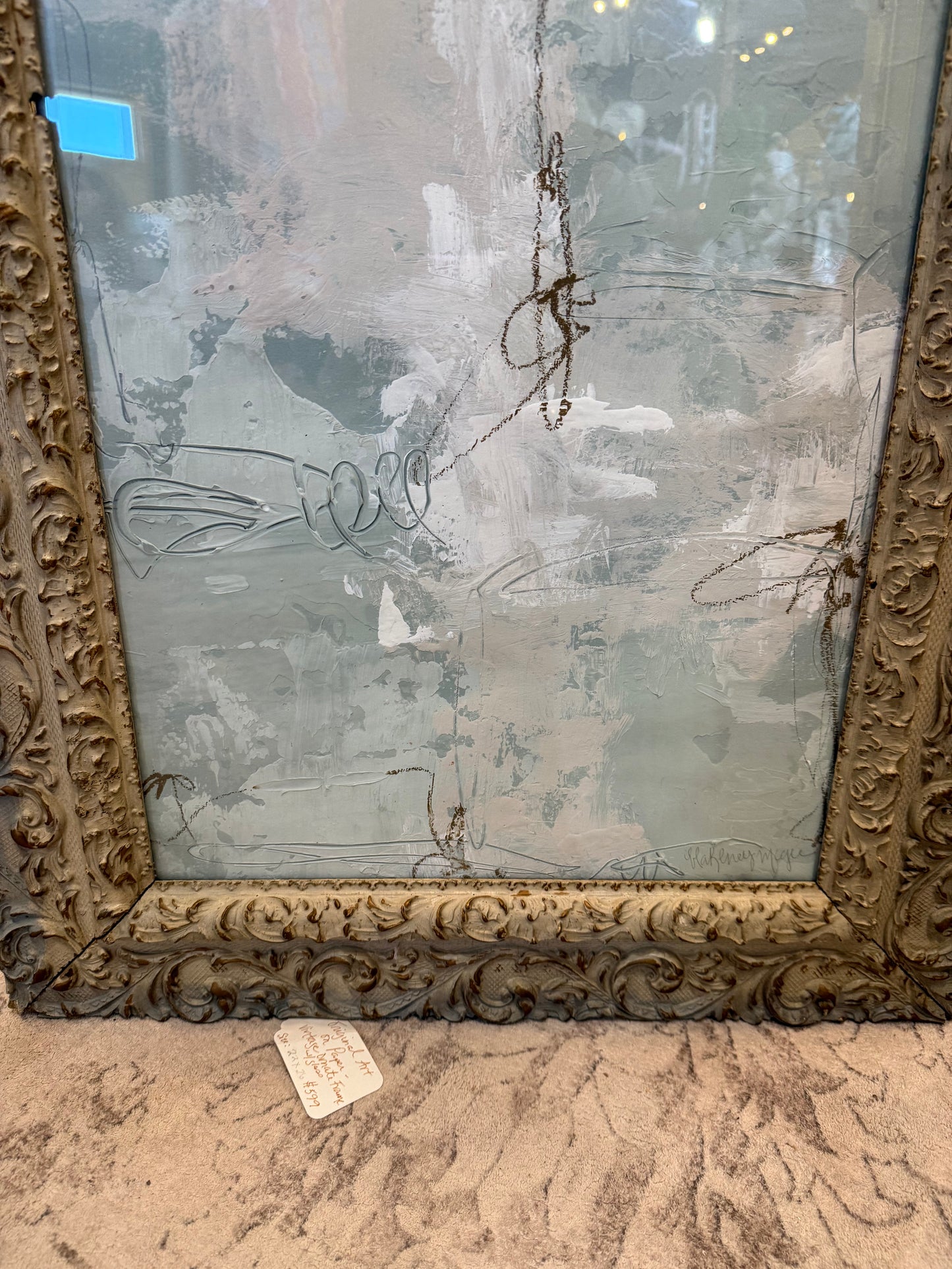 Original abstract on paper in vintage frame